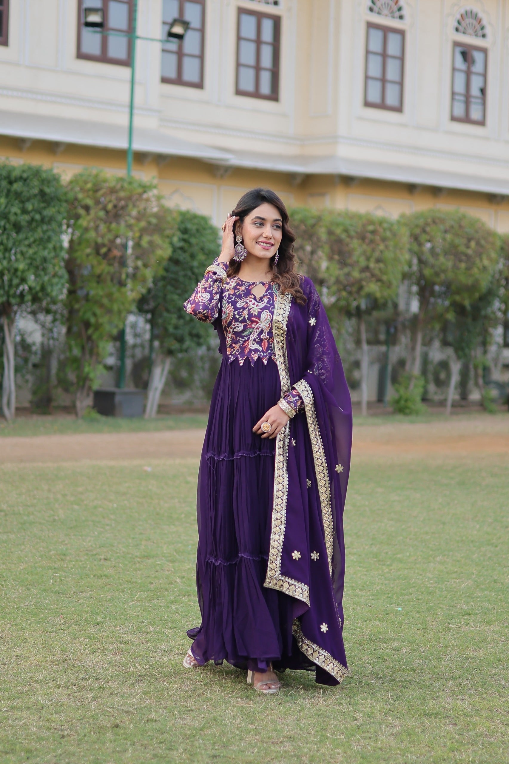 PILAKI- PURPLE COLOUR PREMIUM READYMADE GOWN WITH DUPATTA SET-LC-1090