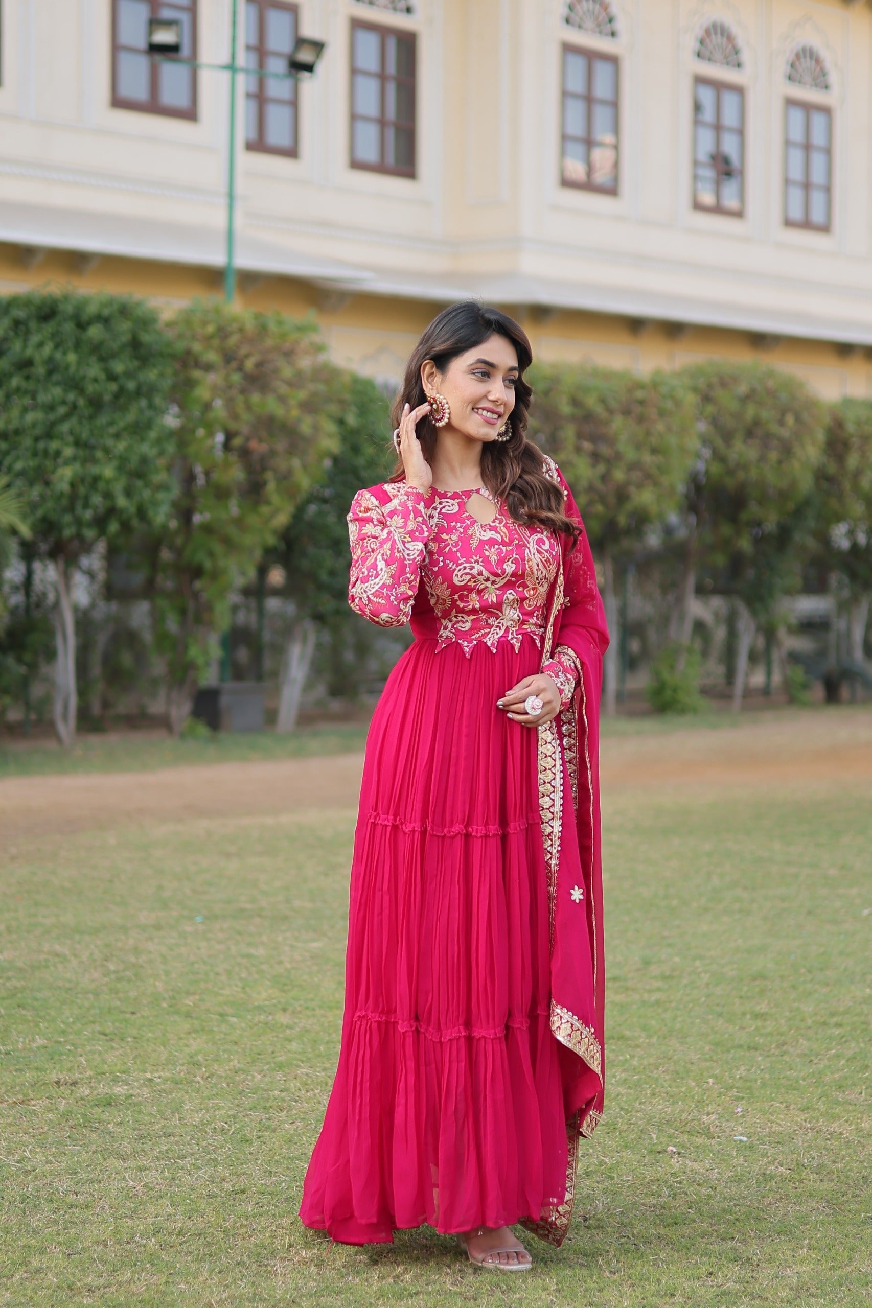 PILAKI- PINK COLOUR PREMIUM READYMADE GOWN WITH DUPATTA SET-LC-1090