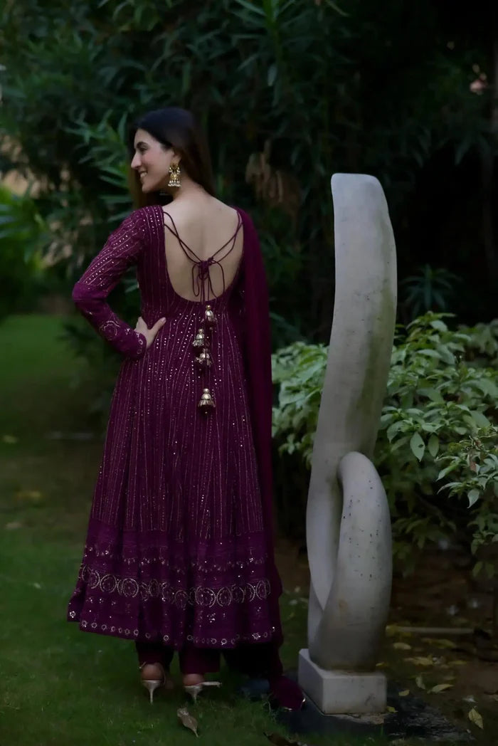 PILAKI'S Navya purple embroidered suit set TD-6039