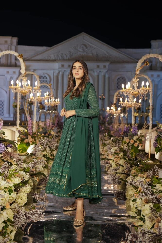 NIGHT STAR SENARA GREEN EMBROIDERED GEORGETTE SUIT SET TD-120