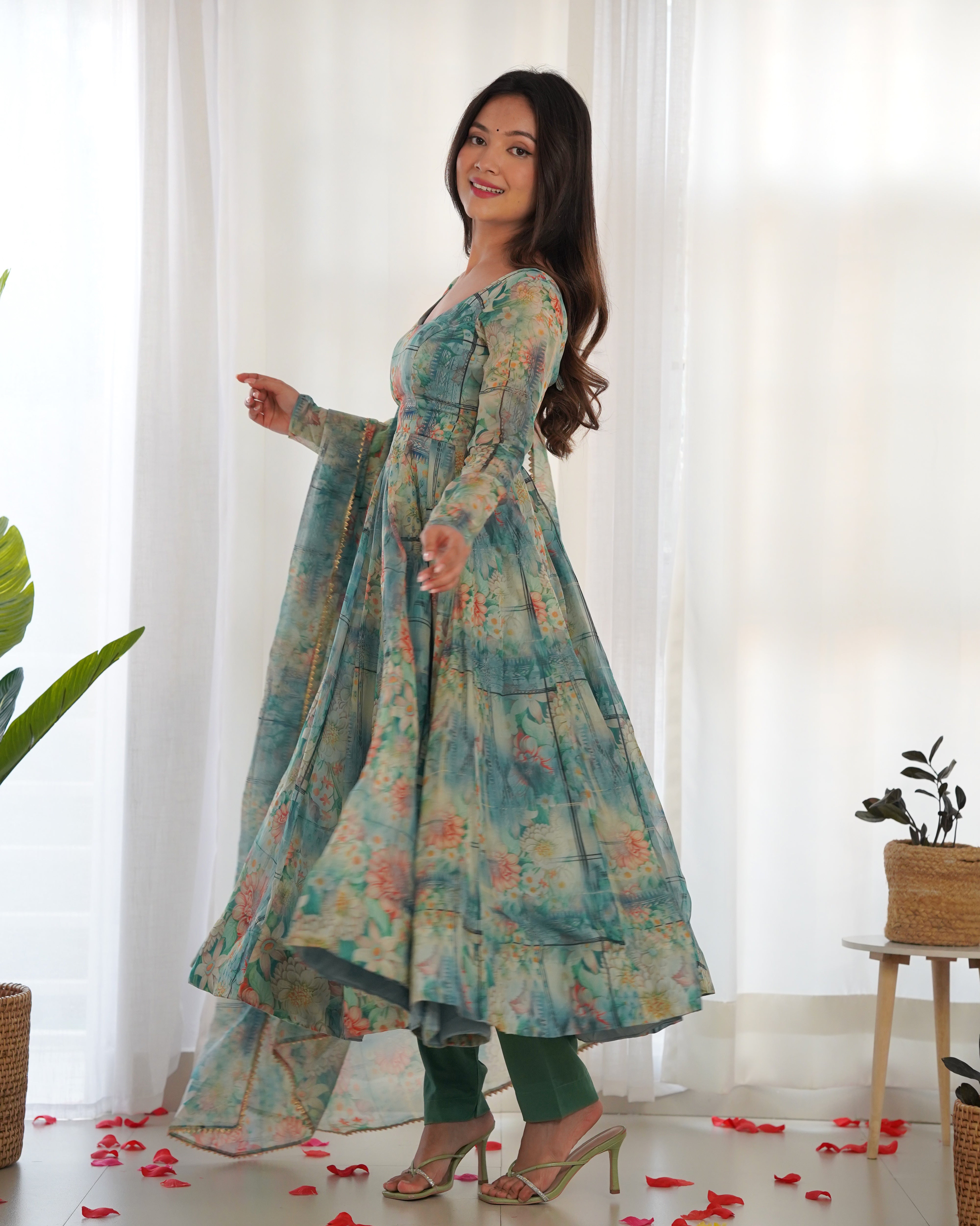 PURE SOFT ORGANZA ANARKALI SUIT SET WITH FULLY STITCHED DKB-266