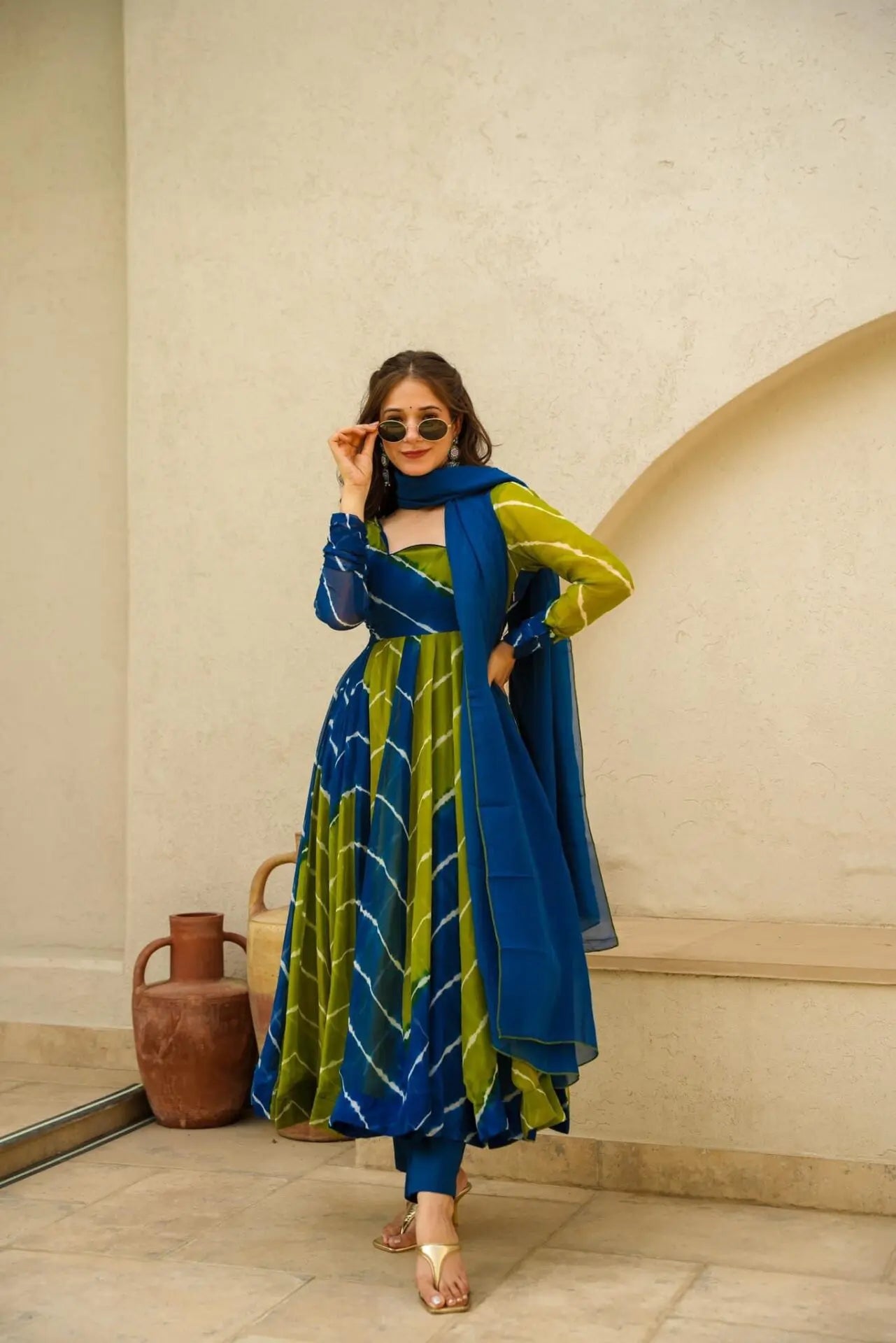 PILAKI- BLUE & GREEN LEHERIYA SET