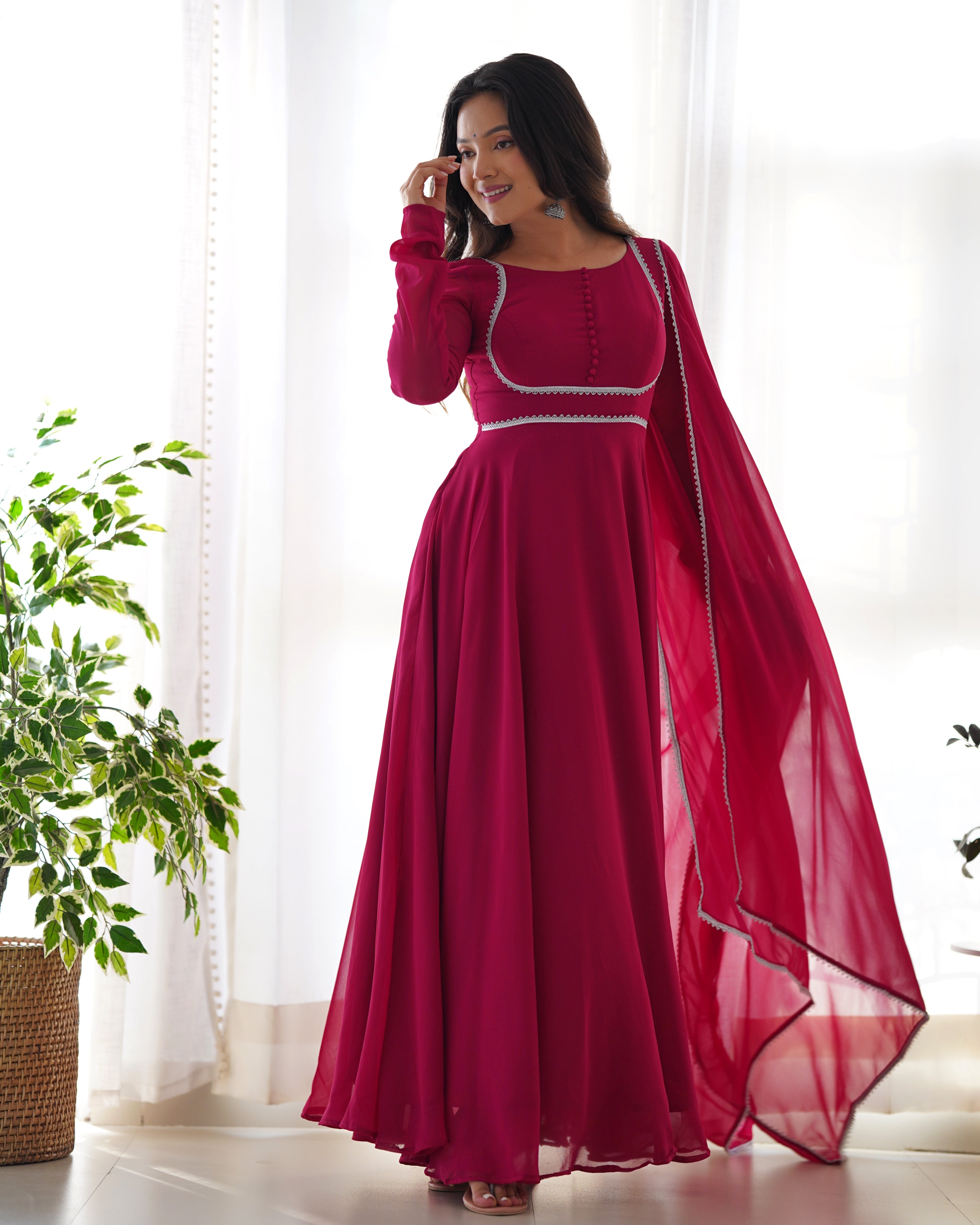 PILAKI- Red Coloured Anarkali Suit Set NKB-36