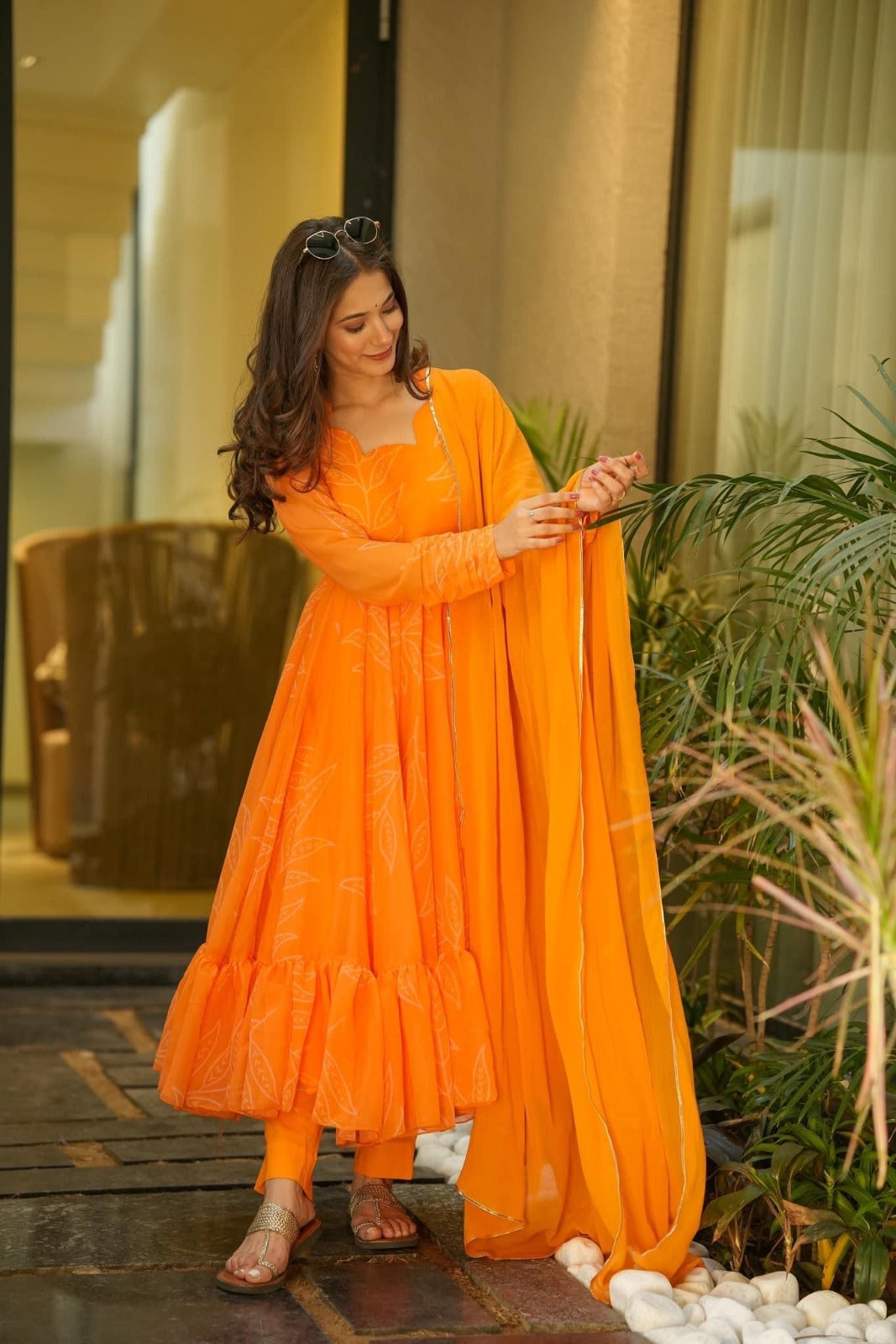 MARIGOLD ORANGE GEORGETTE SUIT SET TD 1035