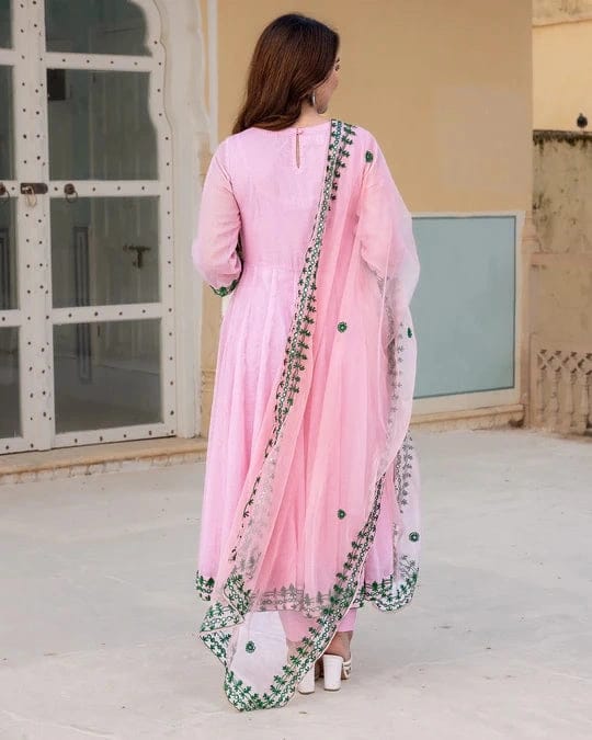 Blush Pink EMBROIDERED ANARKALI SUIT SET TD -Blush Pink