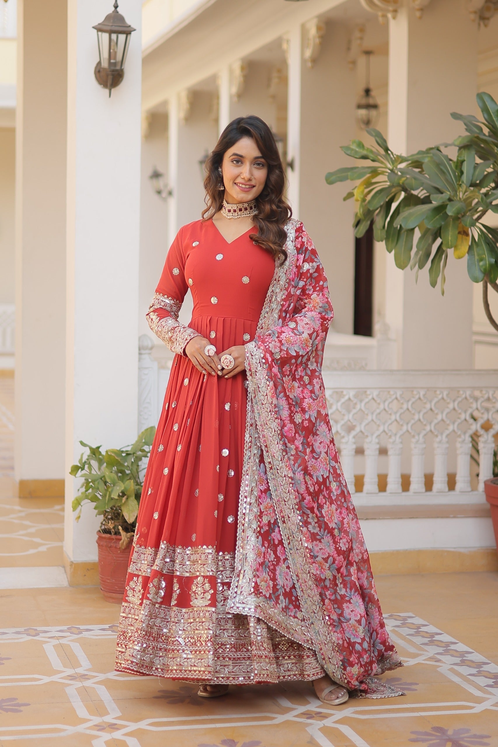 KAVITA' DESIGNER READYMADE GOWN  KA-131 RED