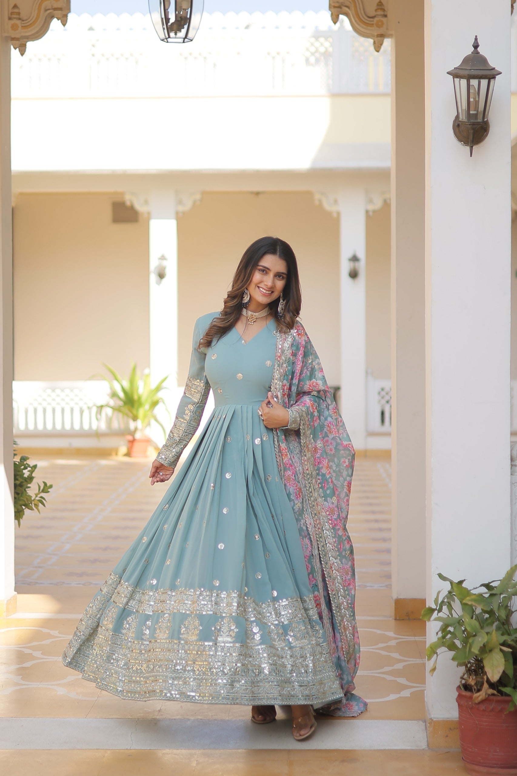 KAVITA'S DESIGNER READYMADE GOWN KA-131 SKY