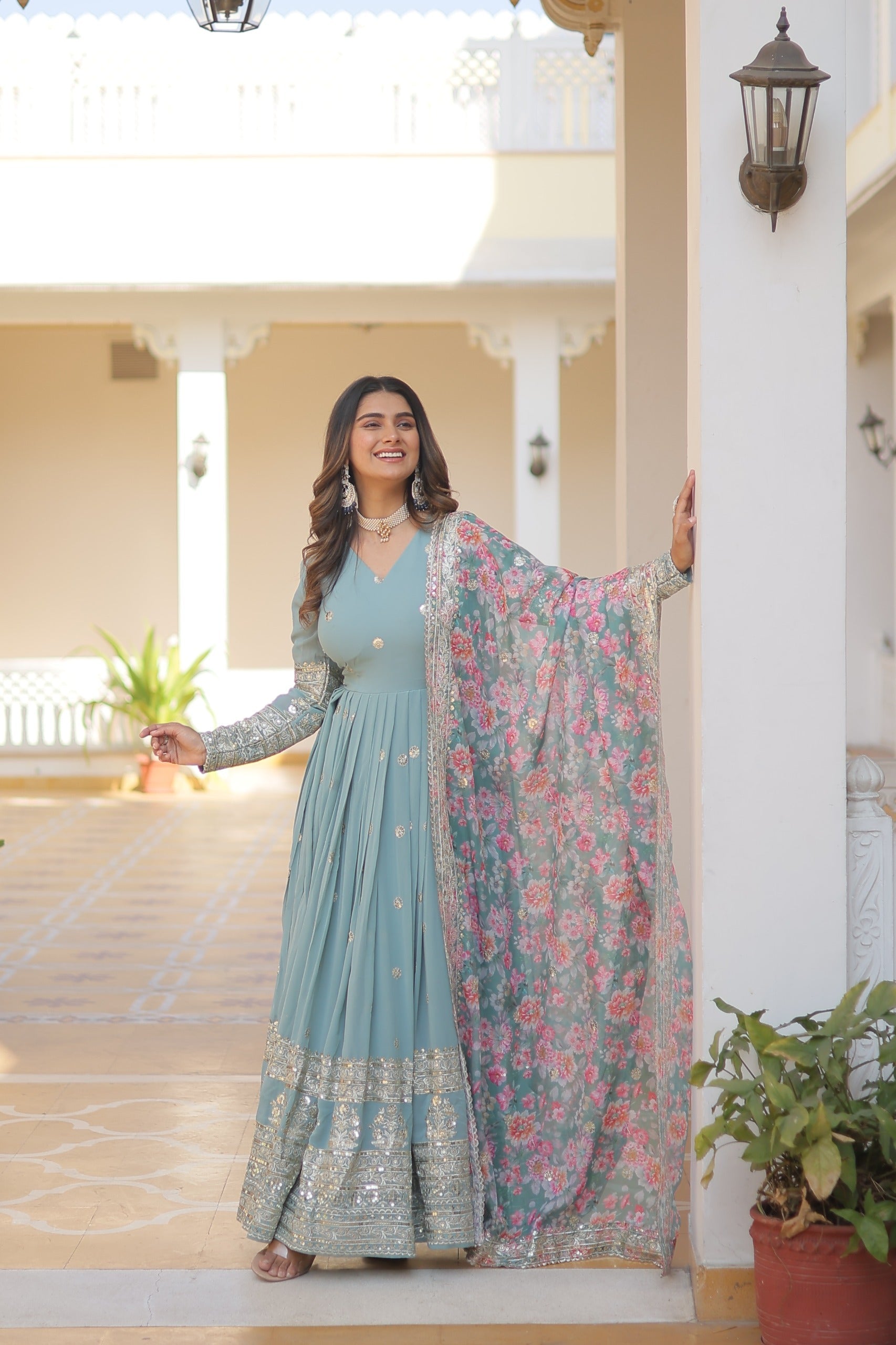 KAVITA'S DESIGNER READYMADE GOWN KA-131 SKY