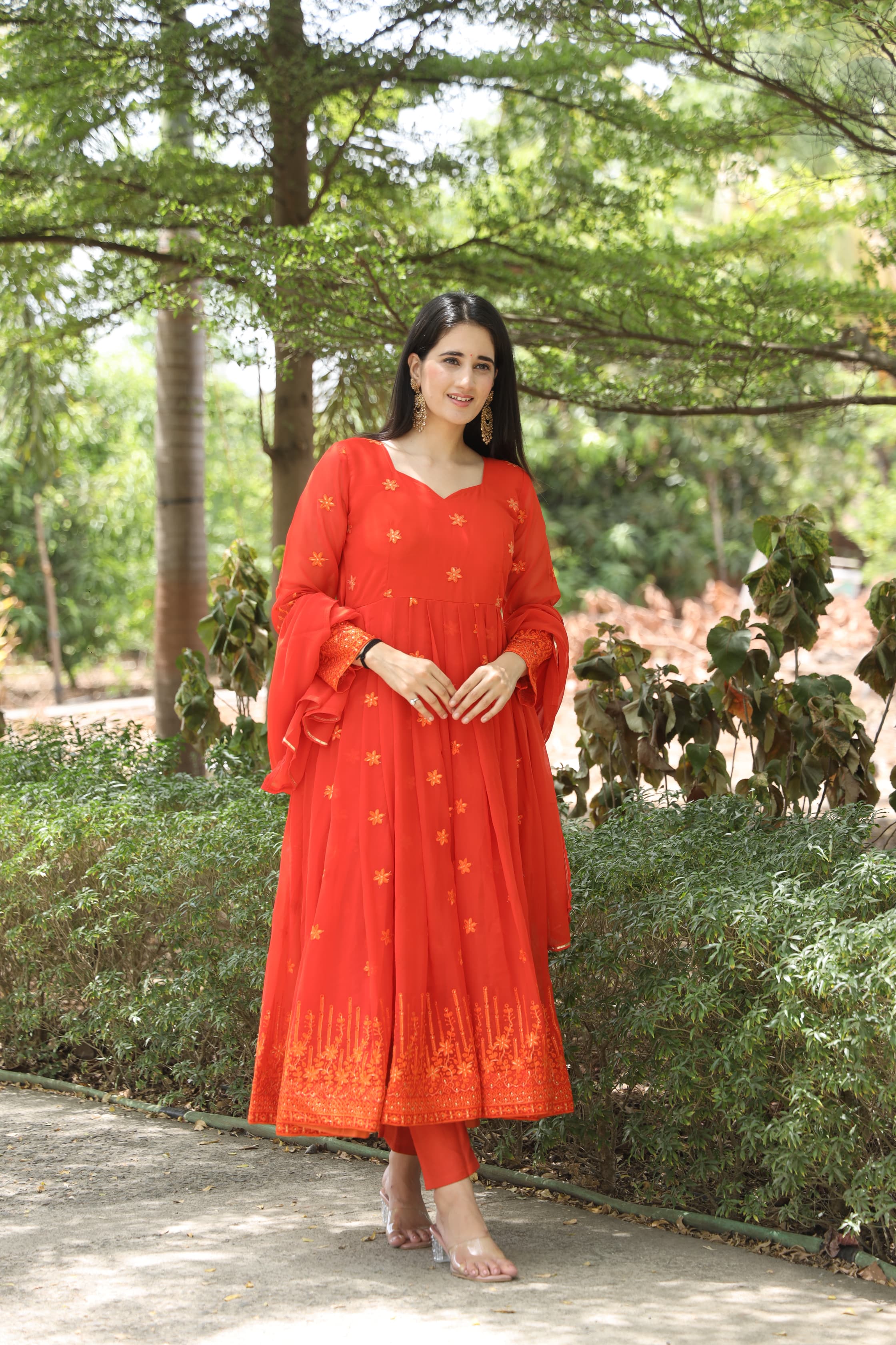 KESHVI'S ORANGE COLOURED ANARKALI SUIT SET - 05