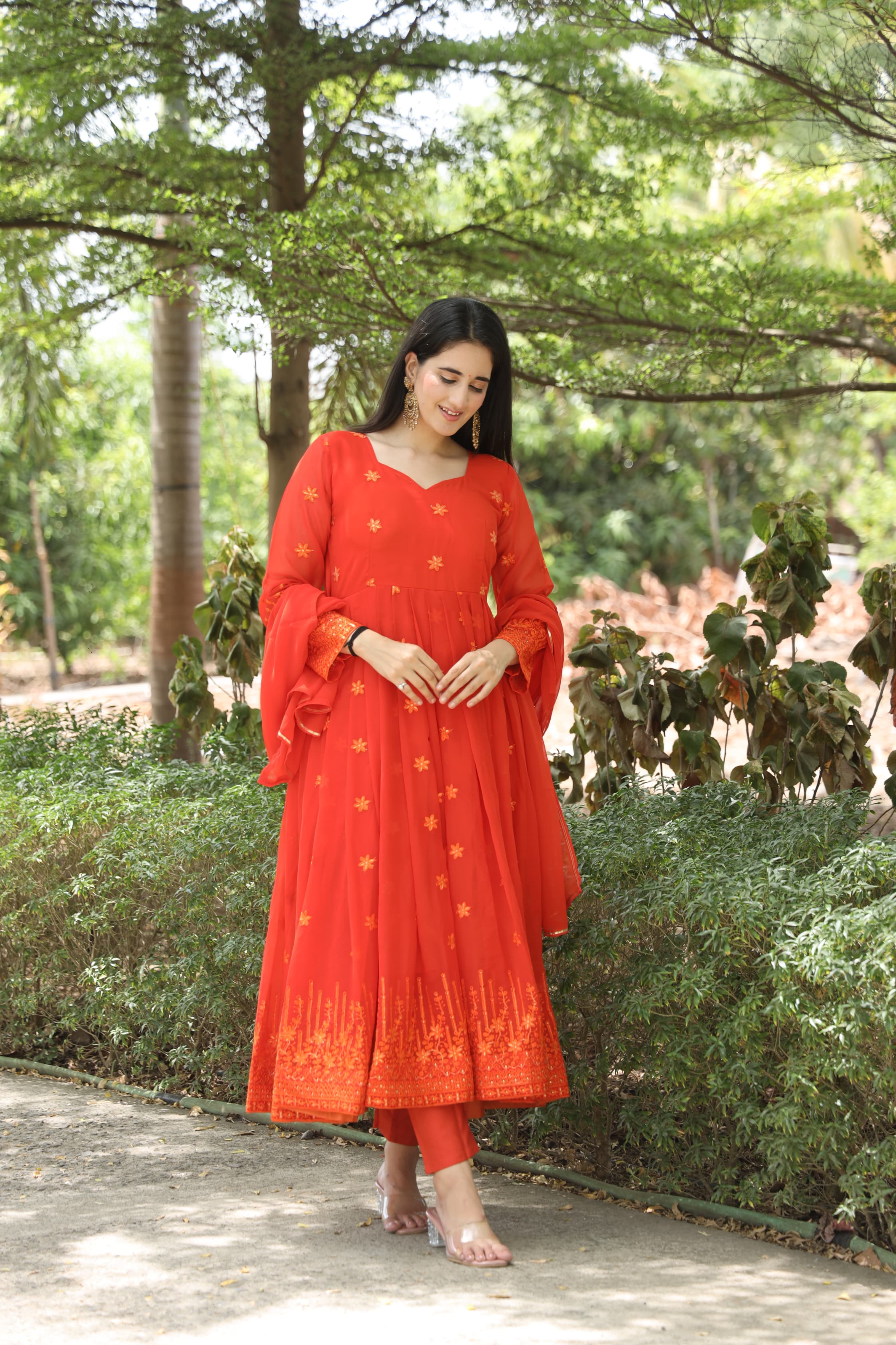 KESHVI'S ORANGE COLOURED ANARKALI SUIT SET - 05