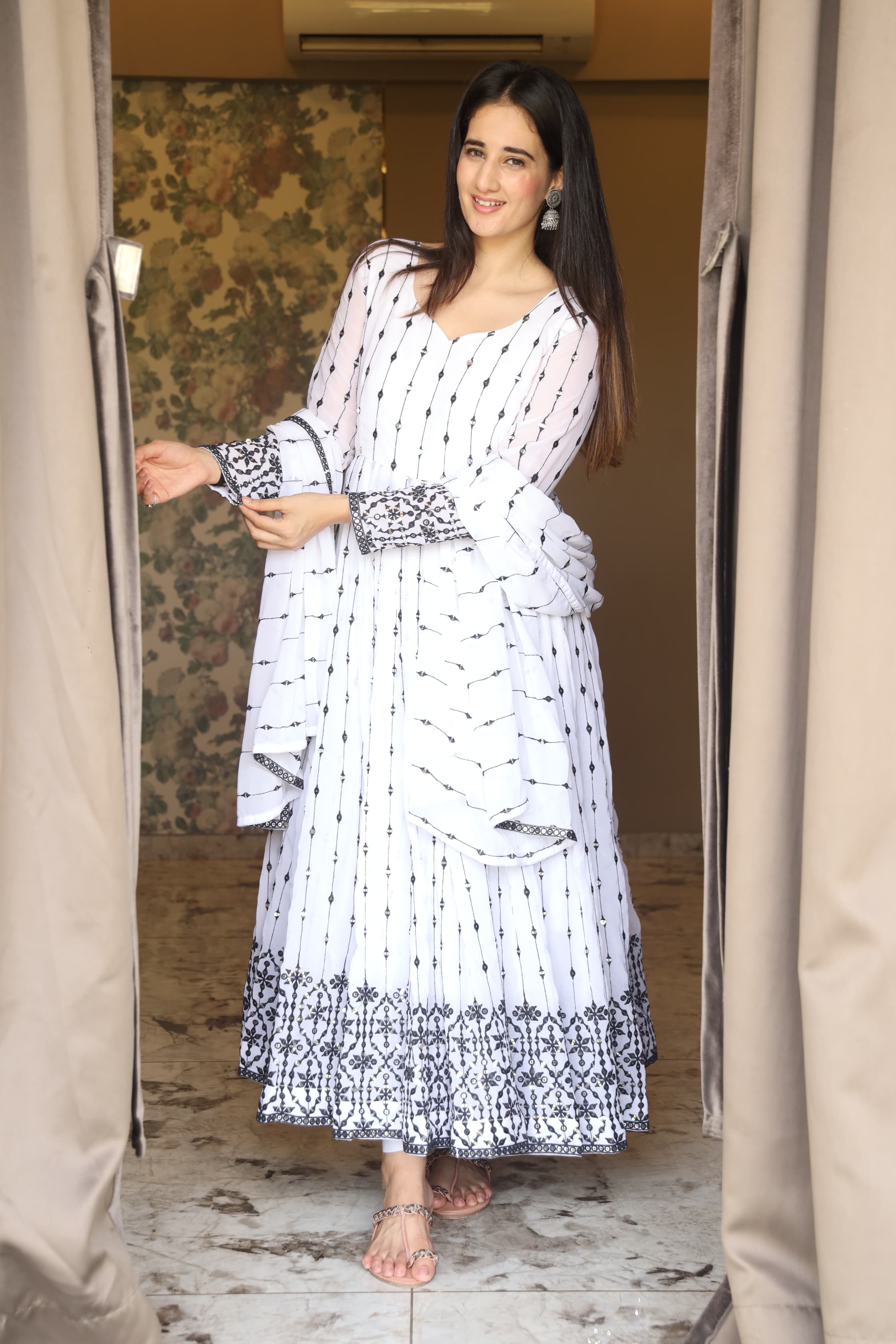 ADITI'S WHITE COLOURED ANARKALI SUIT SET - 04