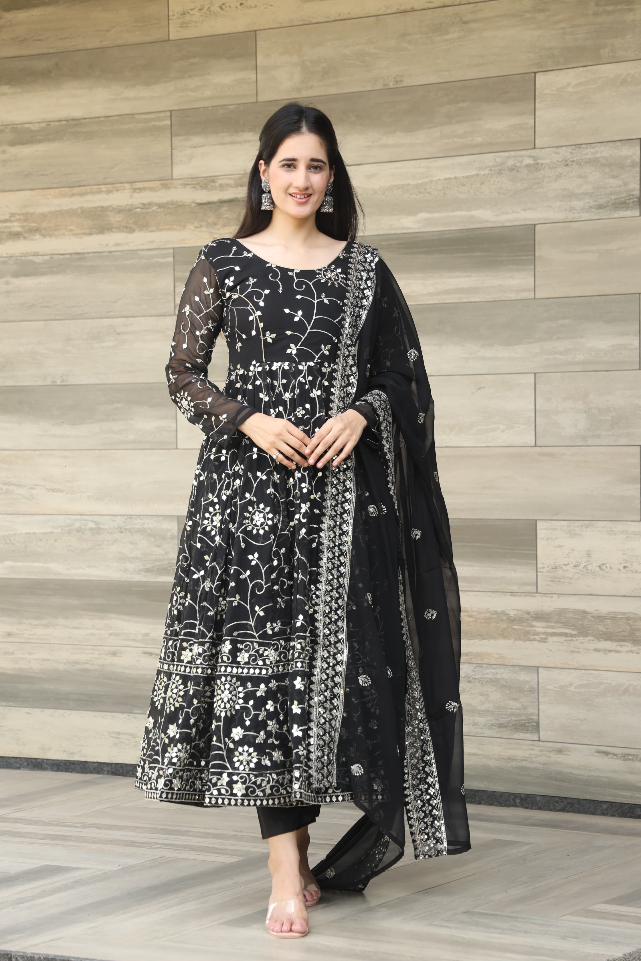 DAMINI'S BLACK COLOURED ANARKALI SUIT SET - 03