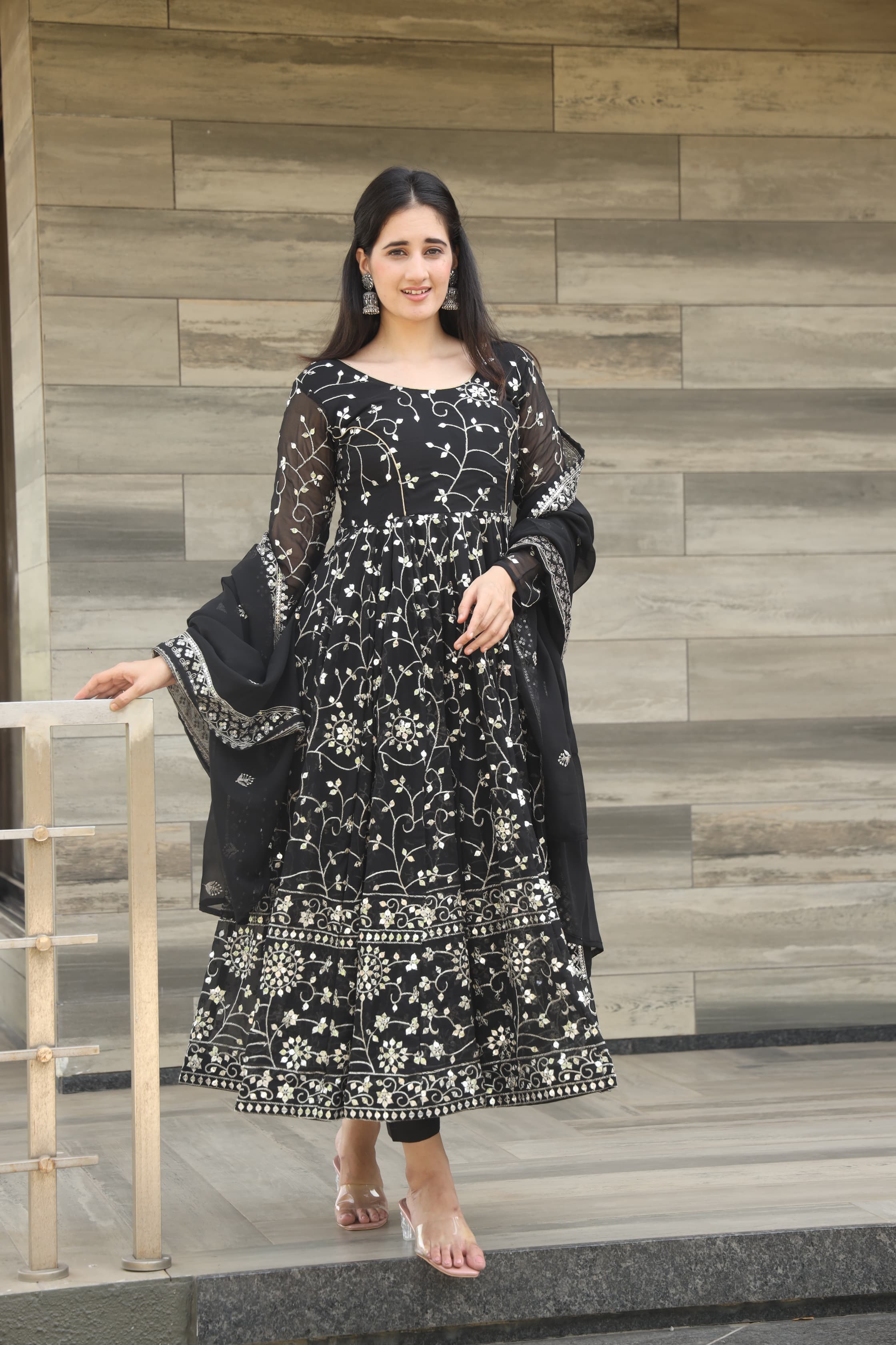 DAMINI'S BLACK COLOURED ANARKALI SUIT SET - 03