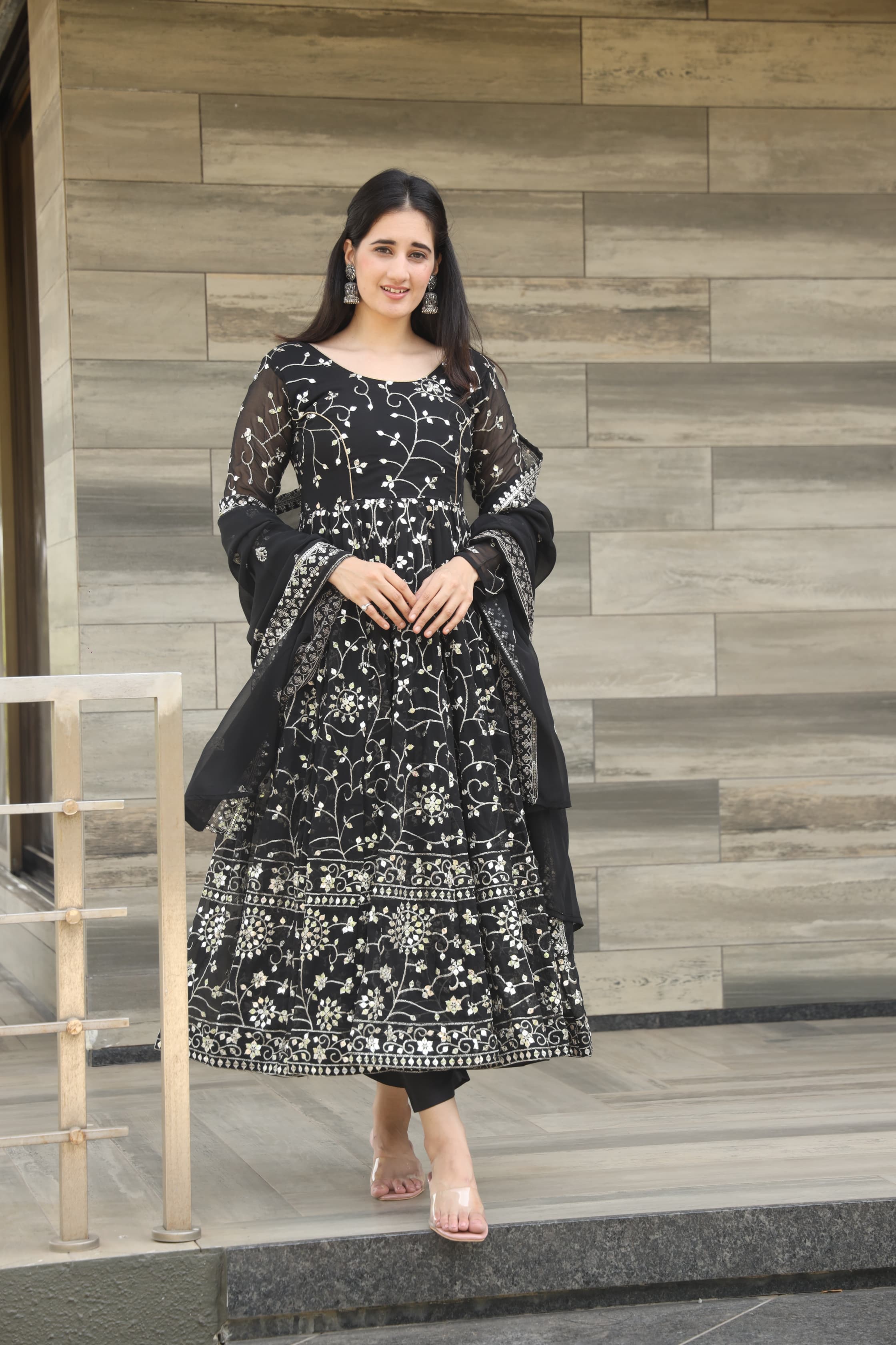 DAMINI'S BLACK COLOURED ANARKALI SUIT SET - 03