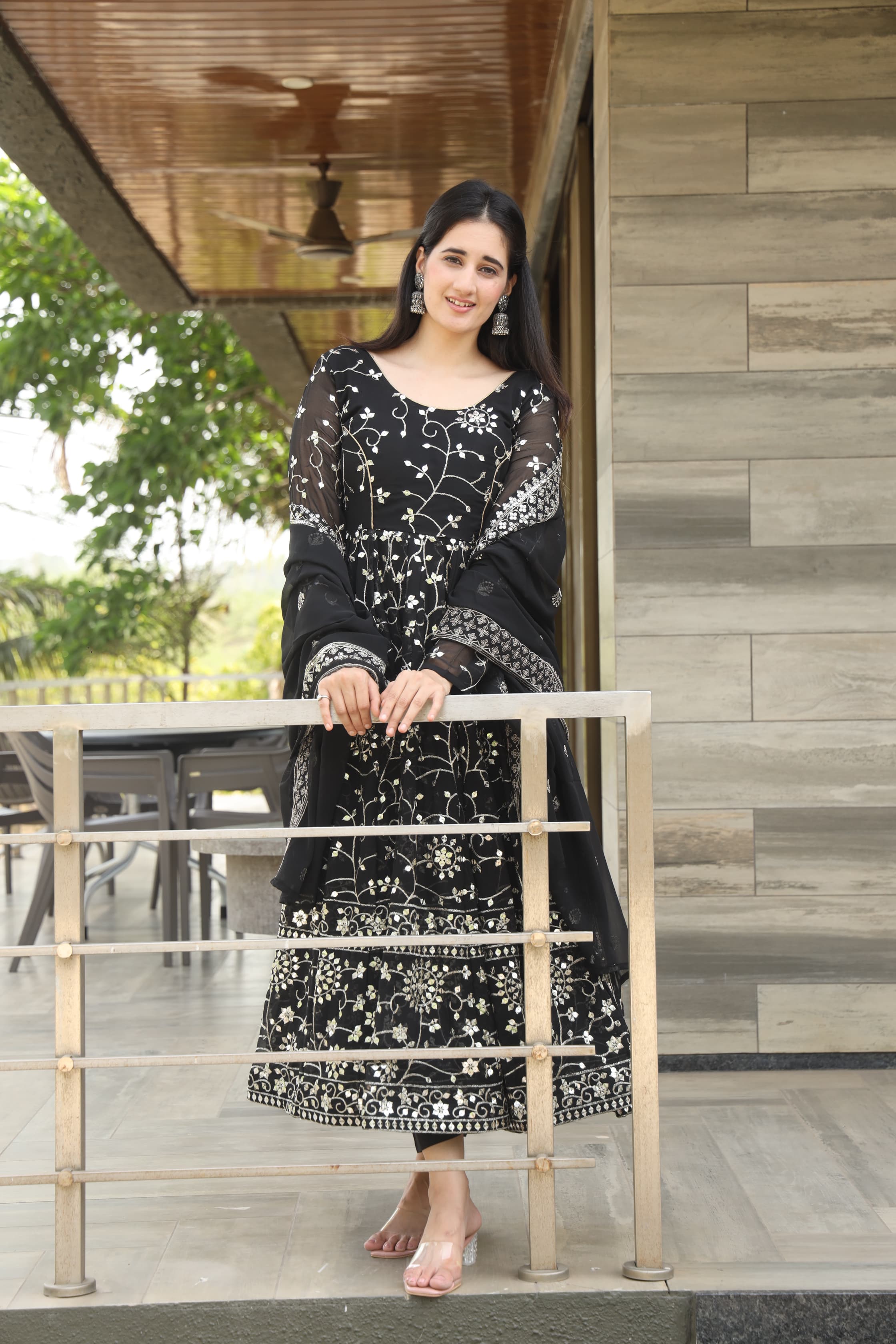 DAMINI'S BLACK COLOURED ANARKALI SUIT SET - 03