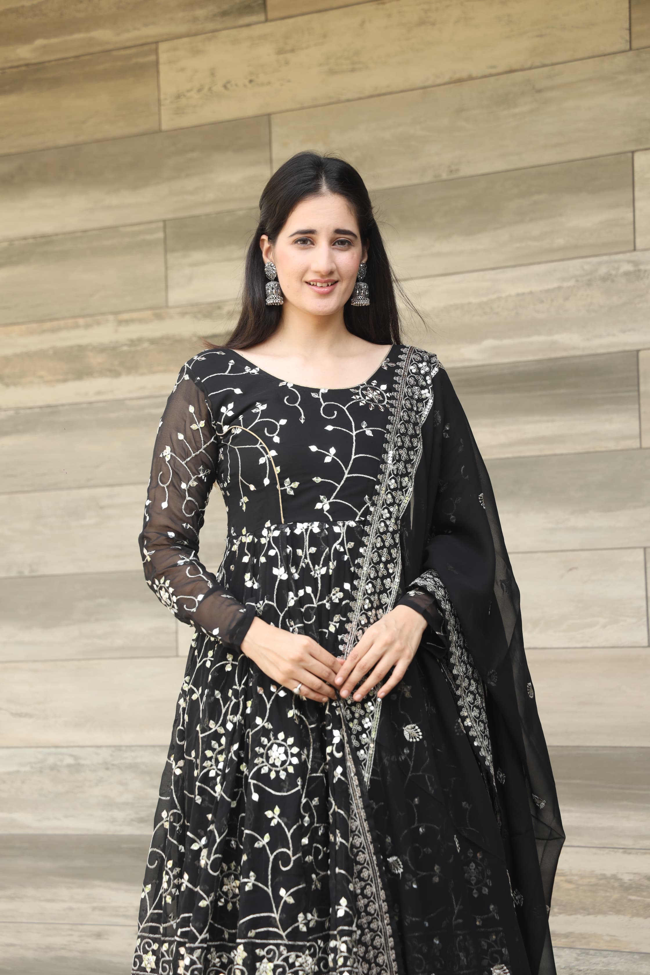 DAMINI'S BLACK COLOURED ANARKALI SUIT SET - 03