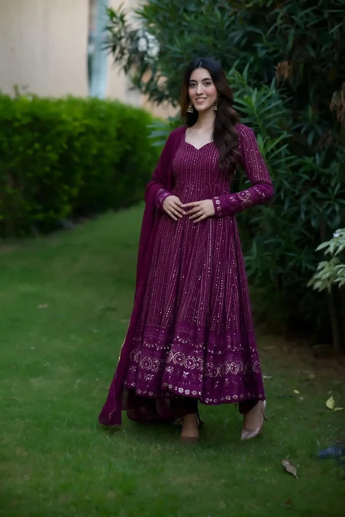 PILAKI'S Navya purple embroidered suit set TD-6039