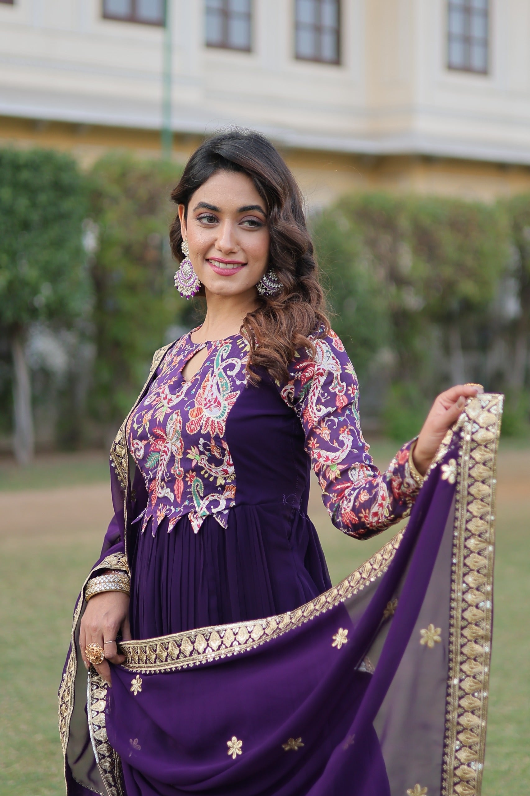 PILAKI- PURPLE COLOUR PREMIUM READYMADE GOWN WITH DUPATTA SET-LC-1090