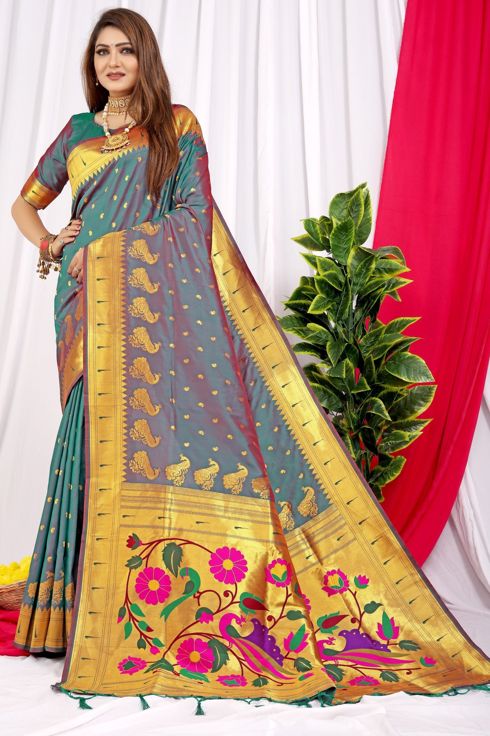 Paithani Pure silk handloom saree with Pure Jari