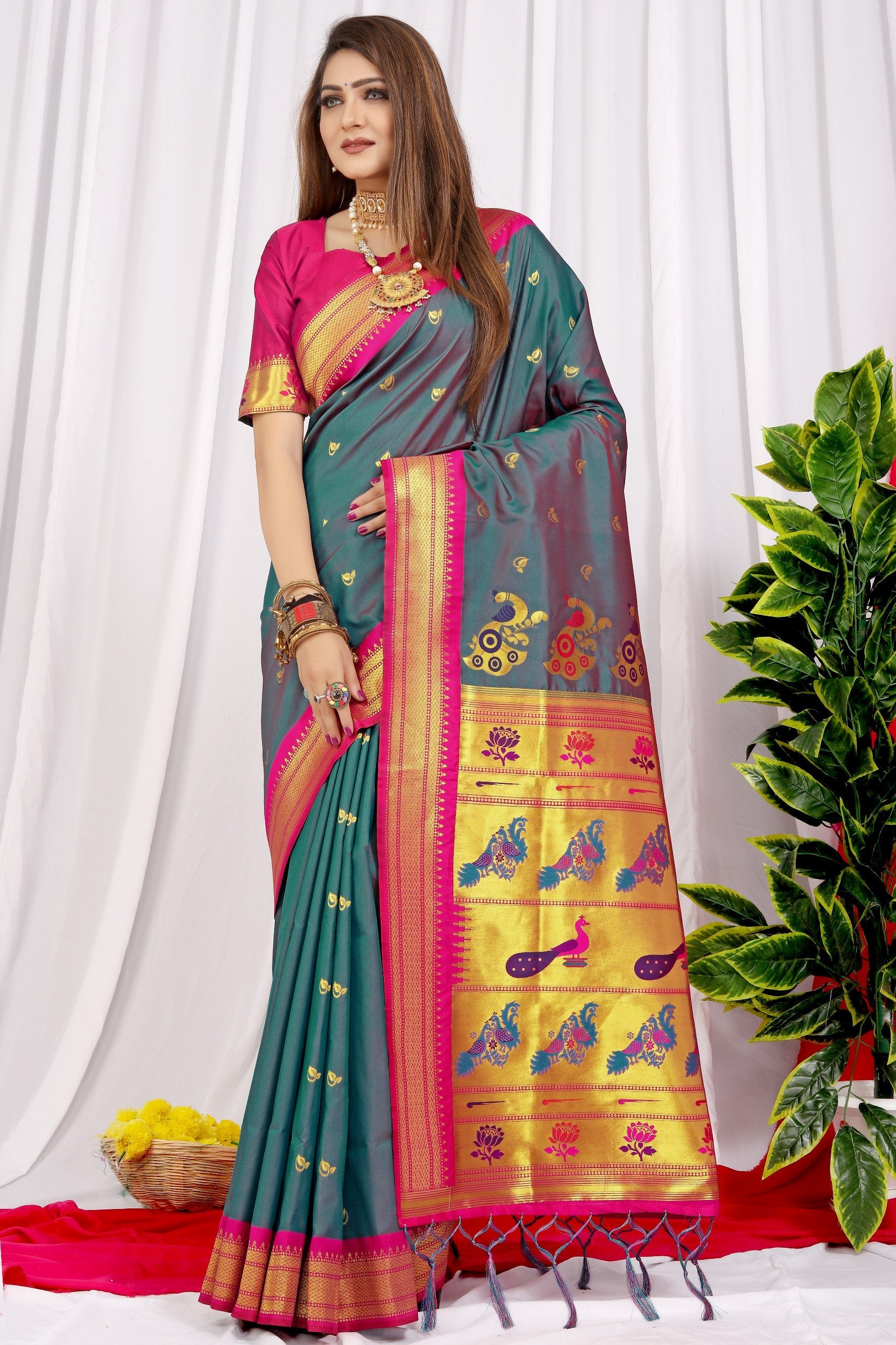 Paithani Pure silk handloom saree with Pure Jari