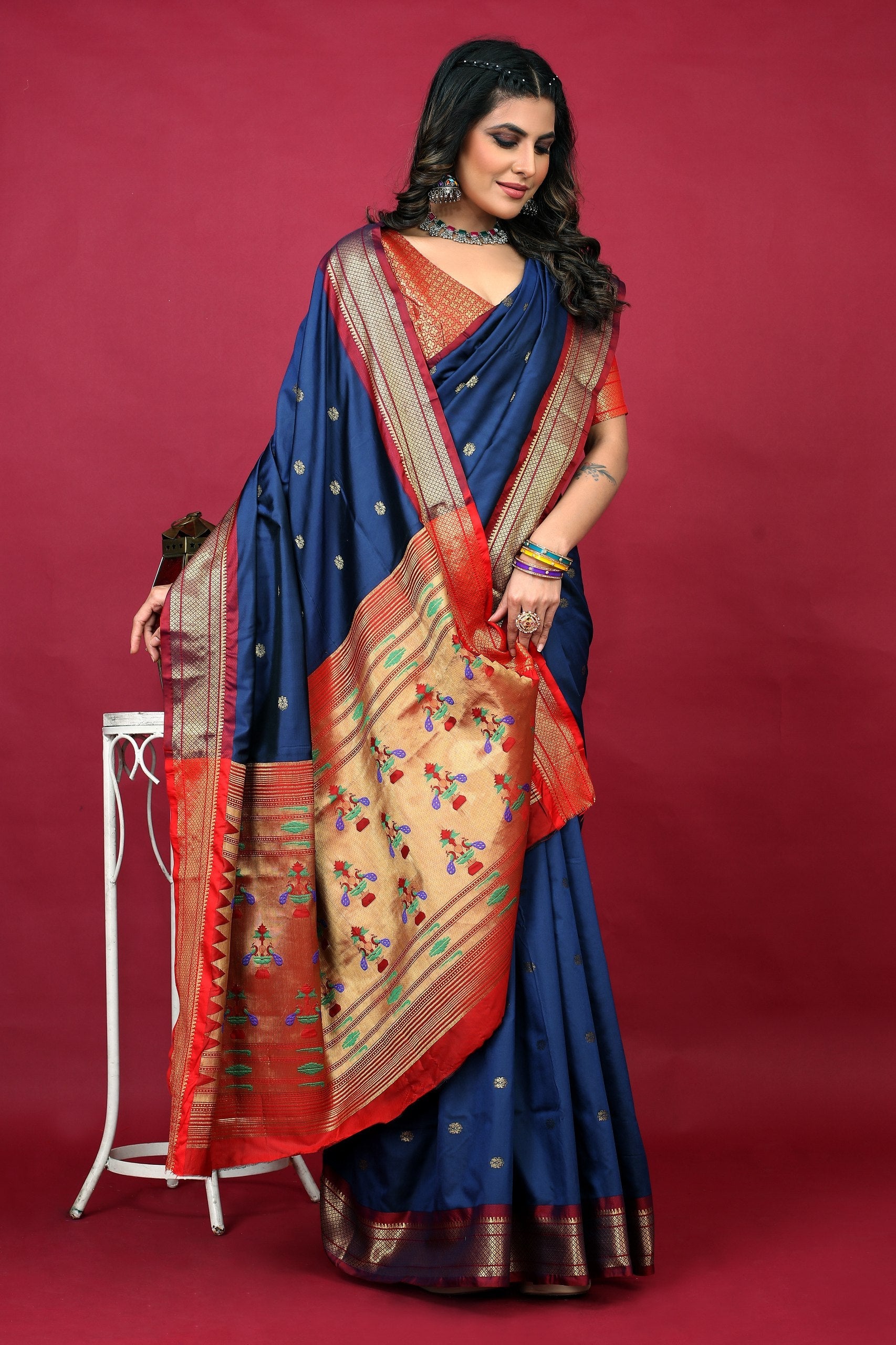 Anarkali paithaniPure silk handloom saree with Pure Jari