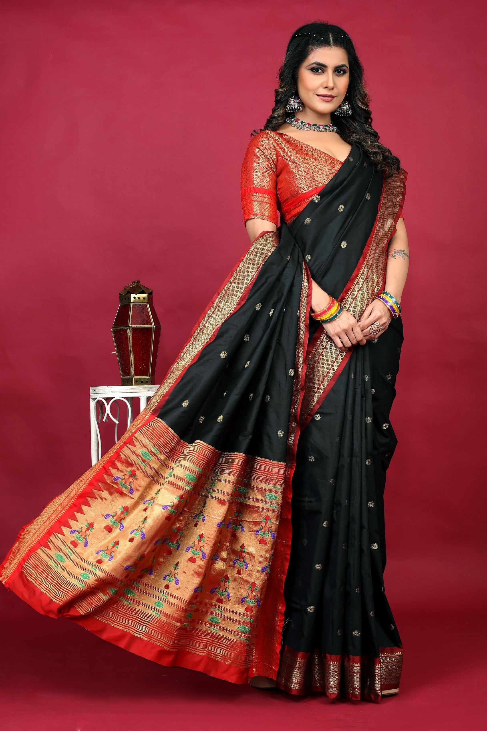 Anarkali paithaniPure silk handloom saree with Pure Jari