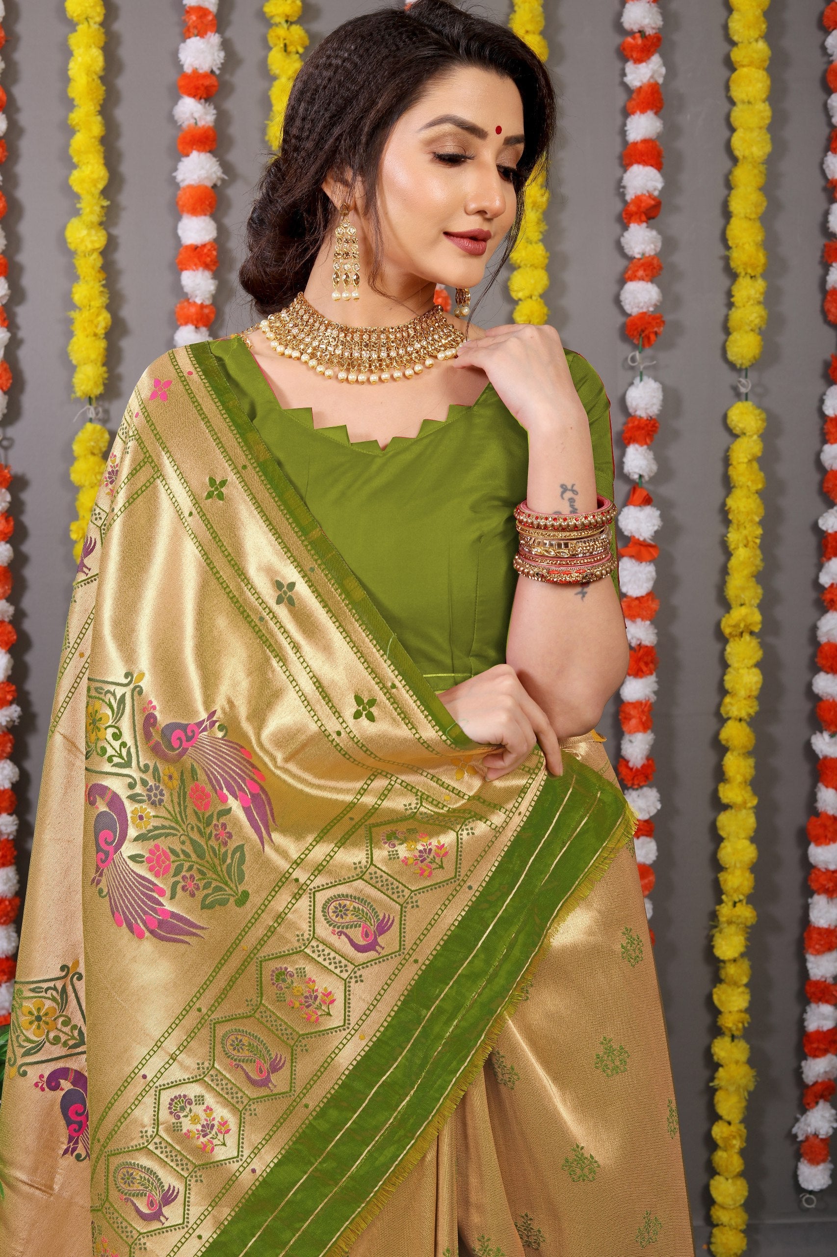 Amrut Paithani Pure silk handloom saree with Pure Jari