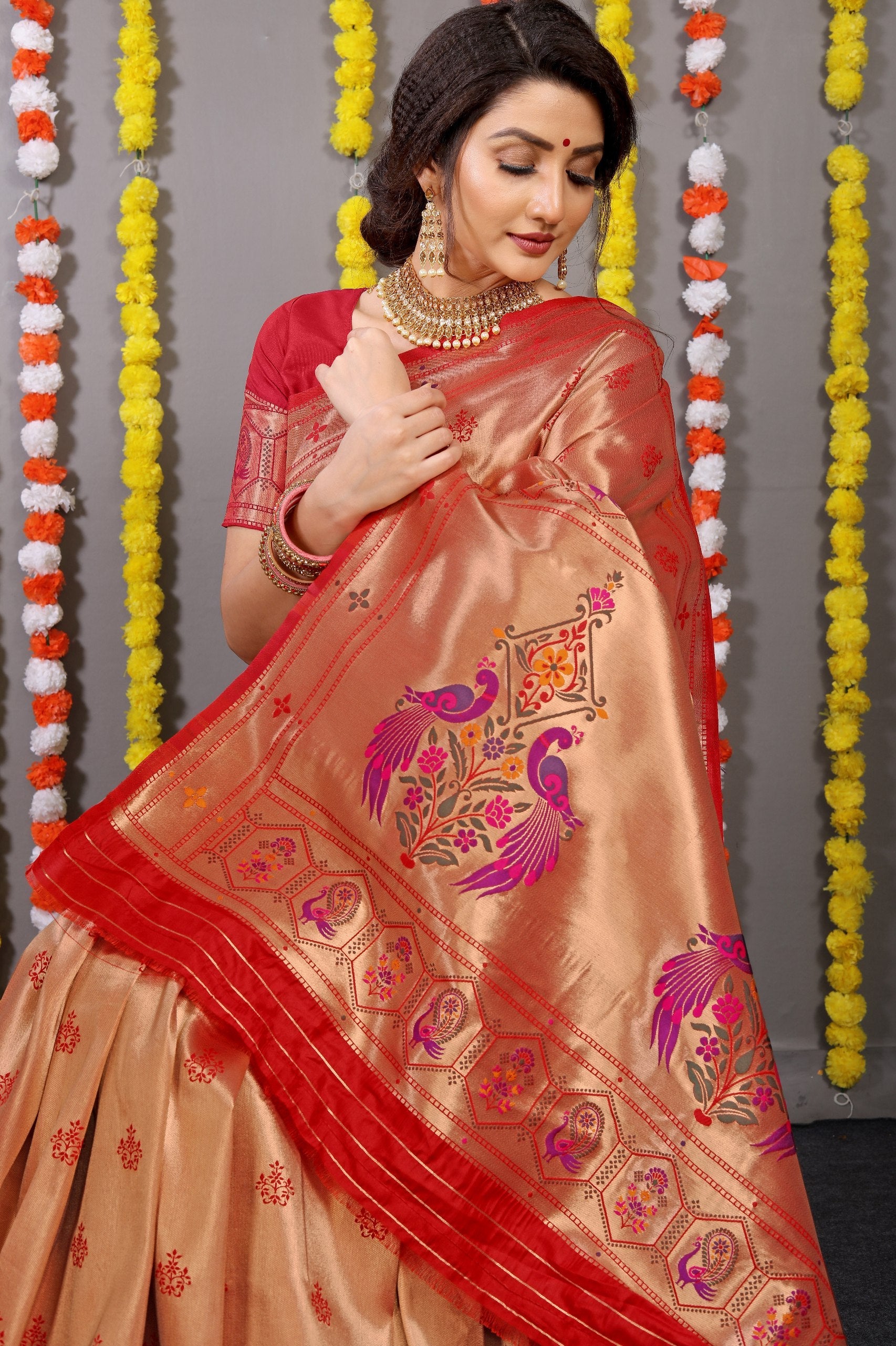 Amrut Paithani Pure silk handloom saree with Pure Jari