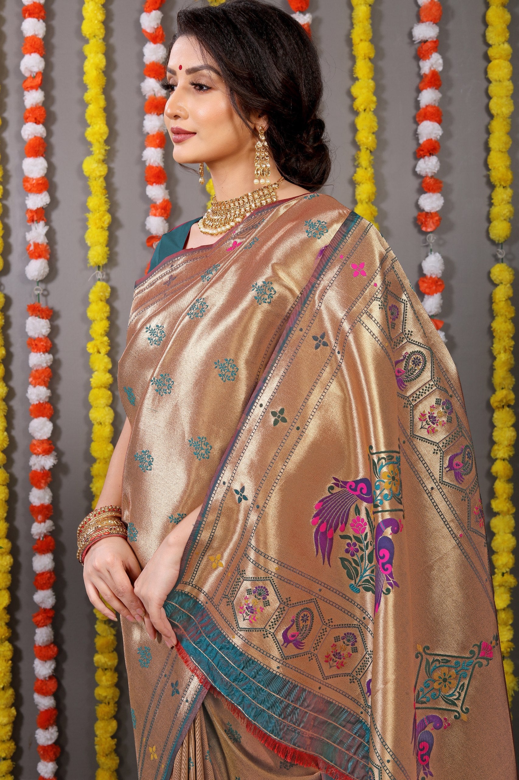 Amrut Paithani Pure silk handloom saree with Pure Jari