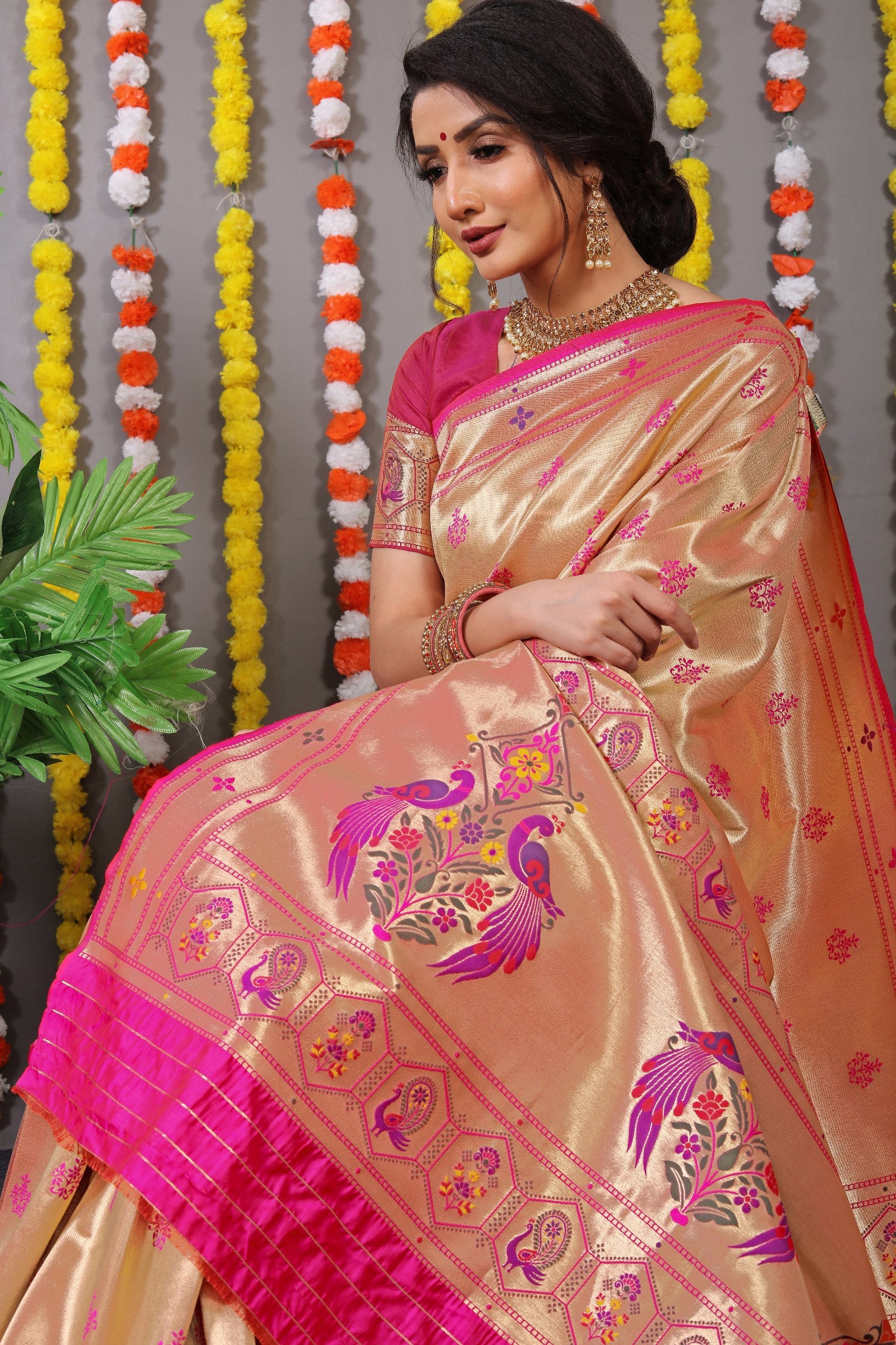 Amrut Paithani Pure silk handloom saree with Pure Jari