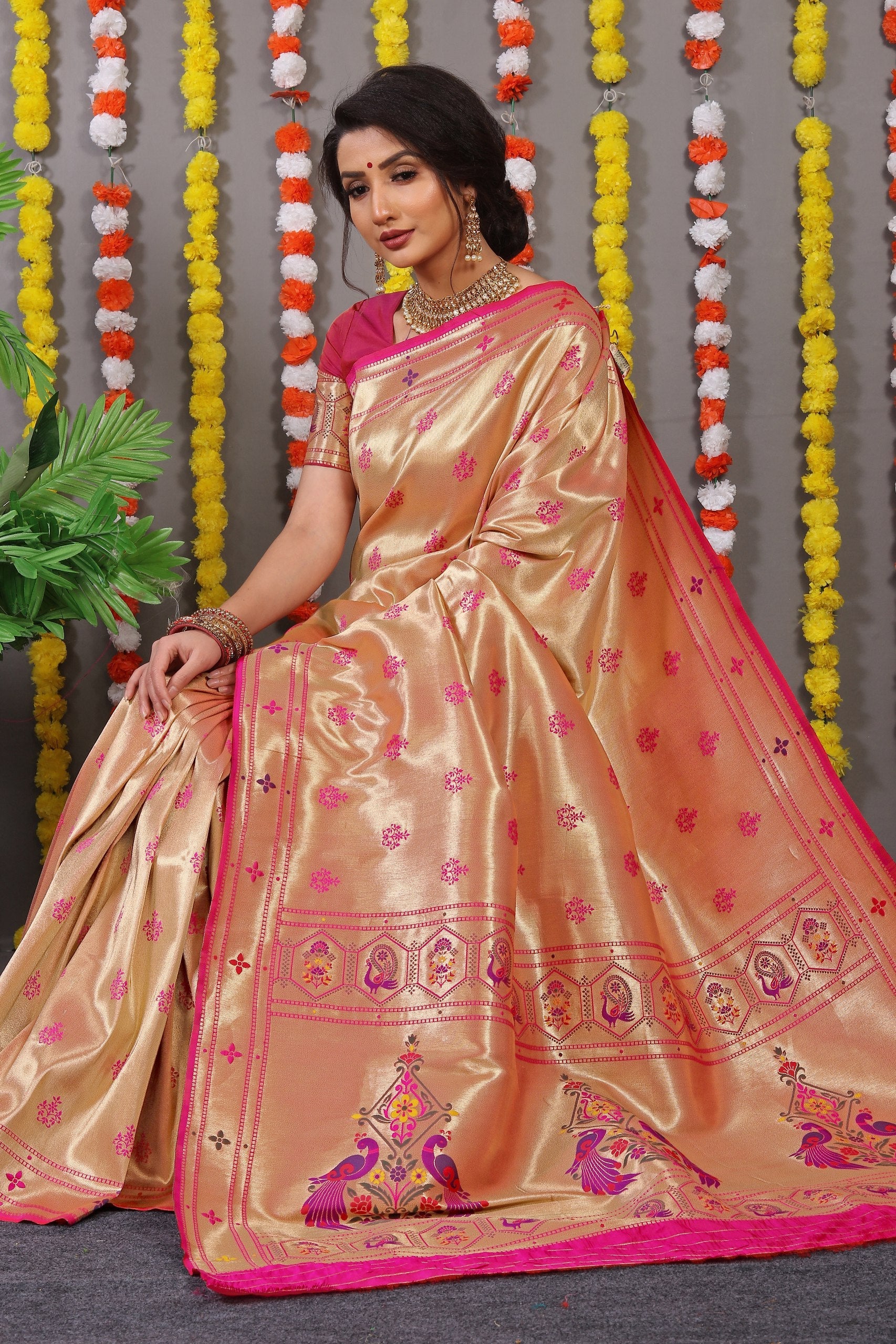 Amrut Paithani Pure silk handloom saree with Pure Jari