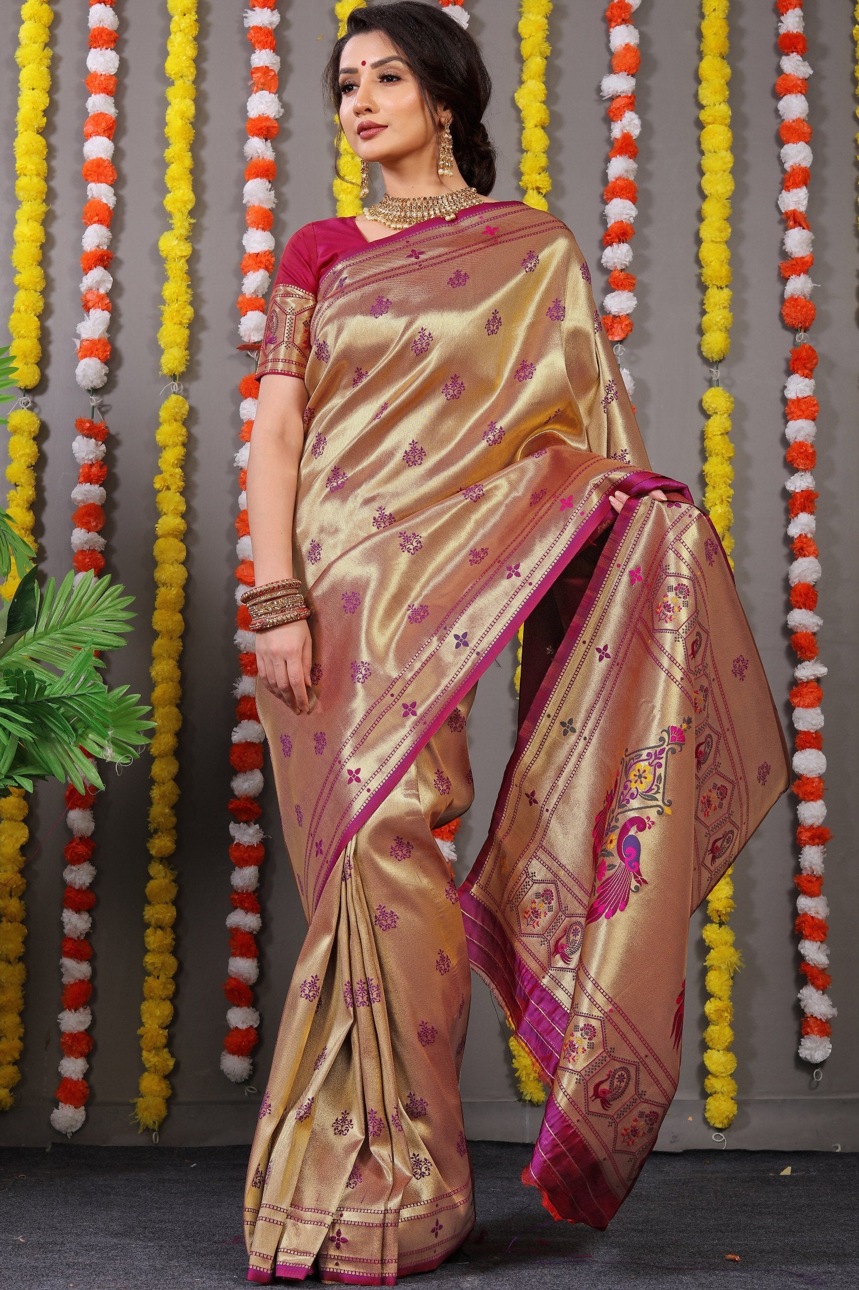 Amrut Paithani Pure silk handloom saree with Pure Jari