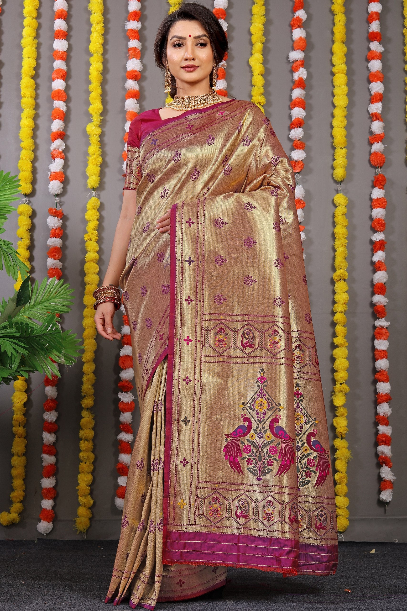 Amrut Paithani Pure silk handloom saree with Pure Jari