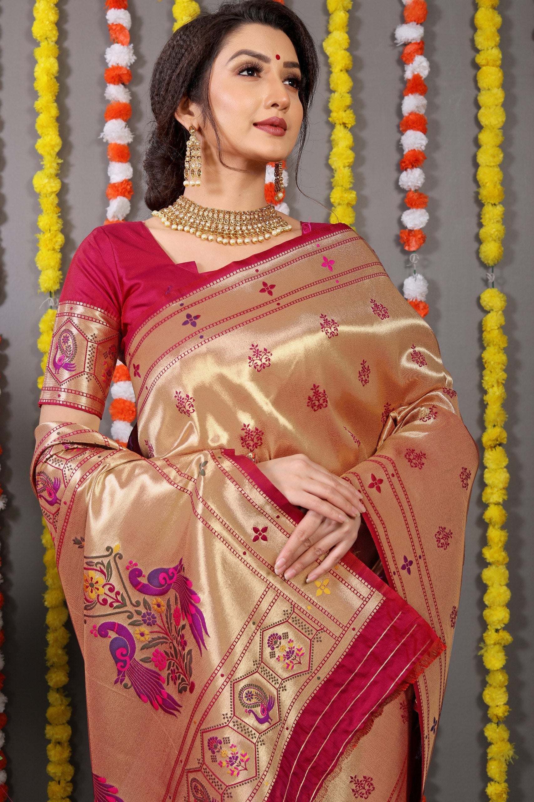 Amrut Paithani Pure silk handloom saree with Pure Jari