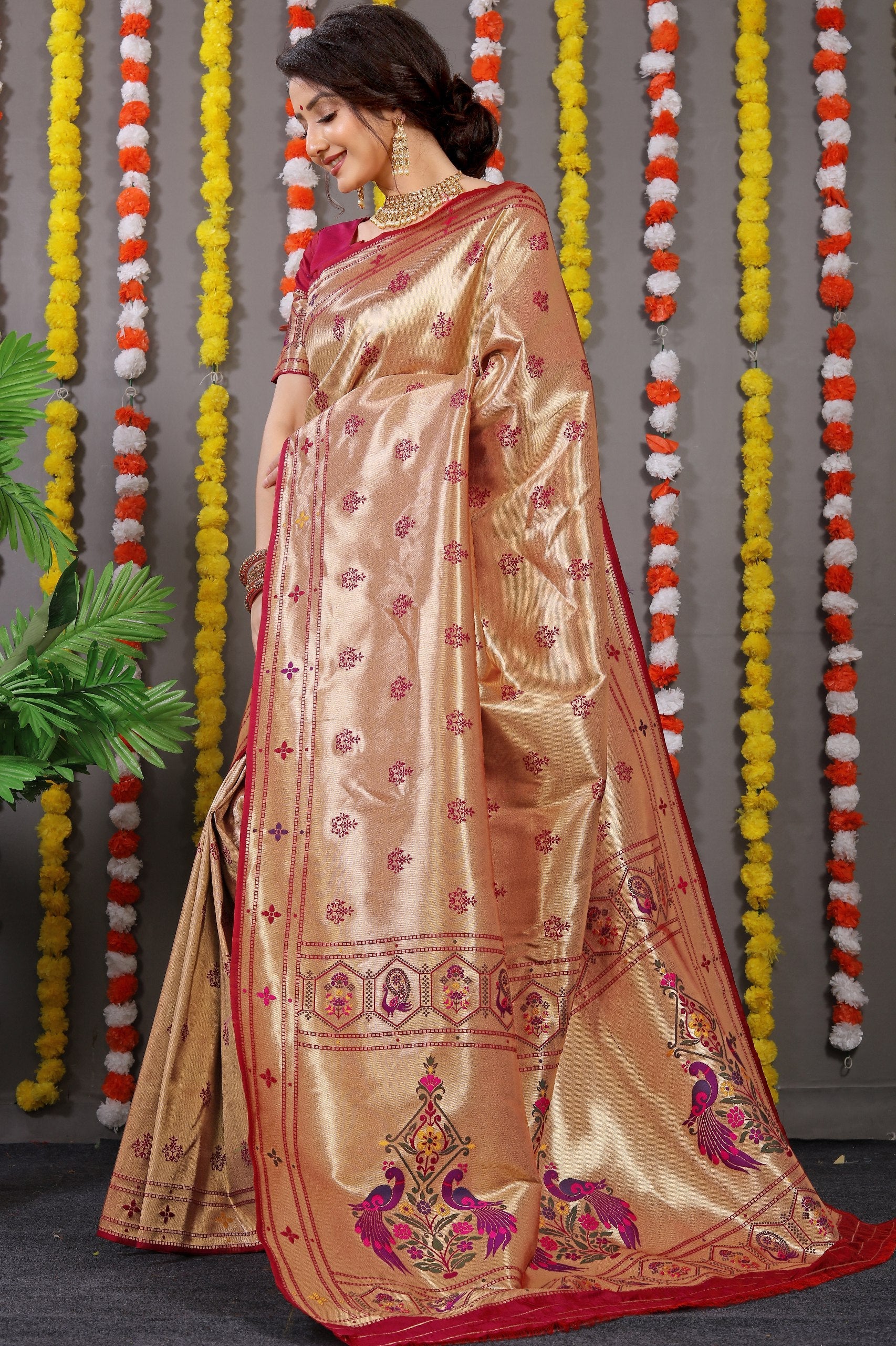 Amrut Paithani Pure silk handloom saree with Pure Jari