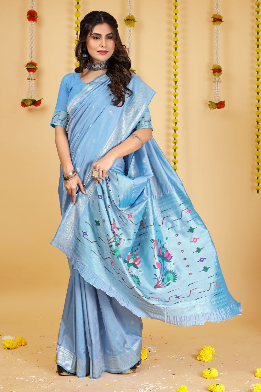 SOFT PURE SILK Paithani SAREE WITH BEAUTIFUL  WEAVING RICH PALLU With Meenakari work