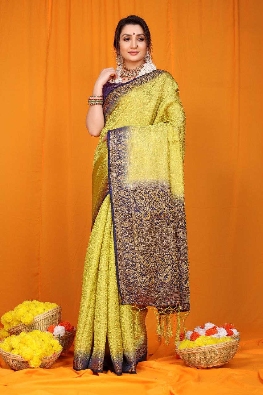 Pure softly silk handloom saree with Hand dying soft luxurious fabric. Pure Jari wewing