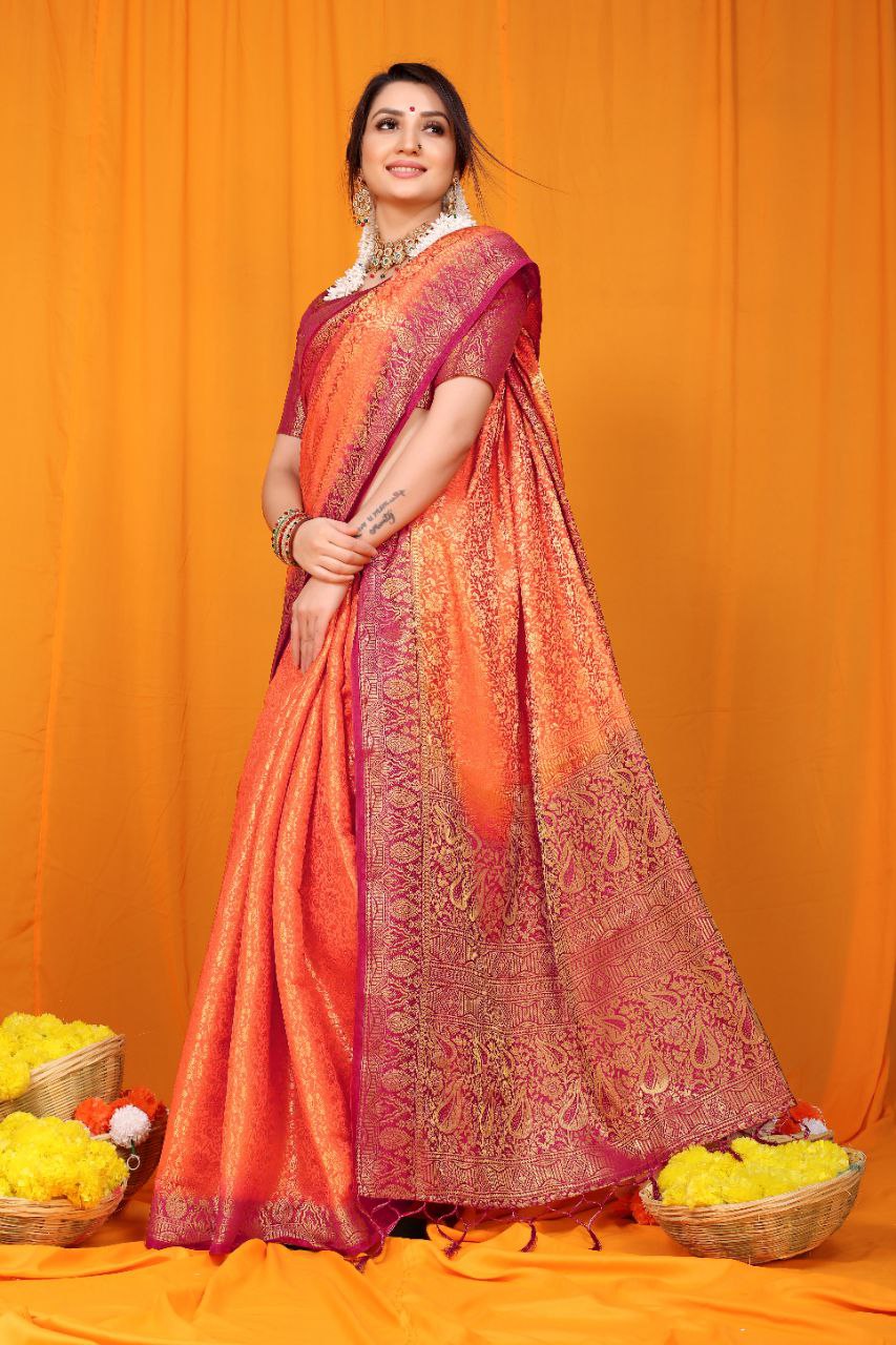 Pure softly silk handloom saree with Hand dying soft luxurious fabric. Pure Jari wewing