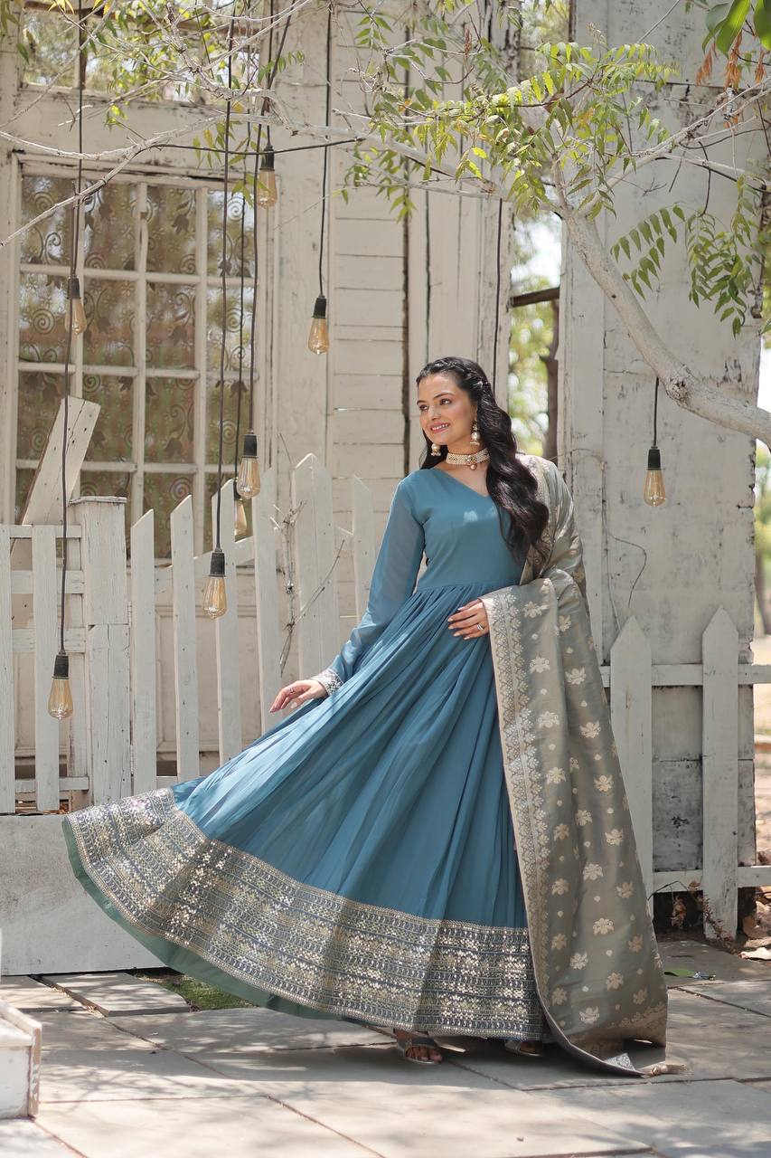 NEW CLASS GOWN-WITH-DUPATTA COLLECTIONS LW-9184