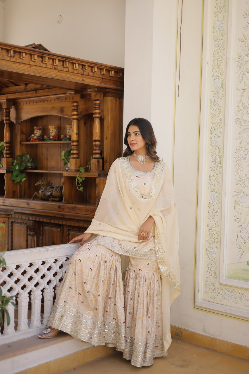 PREMIUM DESIGNER READYMADE TOP-GHARARA-DUPATTA COLLECTIONS  LW-9182